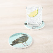 Heringsmöwe am Strand Abstrakt Untersetzer (Seite)