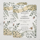 Heritage Bee and Olive Botanical Wedding Einladung (Vorne/Hinten)