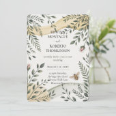 Heritage Bee and Olive Botanical Wedding Einladung (Stehend Vorderseite)