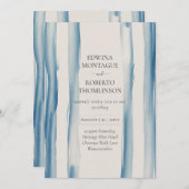 Heritage Blue Brushstroke Coastal Modern Wedding Einladung (Vorne/Hinten)