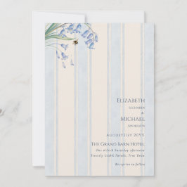 Heritage Bluebells Bees Blue Cream Floral Wedding Einladung