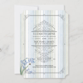 Heritage Bluebells Bees Blue Sage Floral Wedding  Einladung