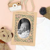 Heritage Blumenrahmen Oval Foto Geburt Folieneinladung