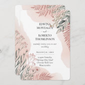 Heritage Blush and Sage Botanical Wedding Einladung (Vorne/Hinten)