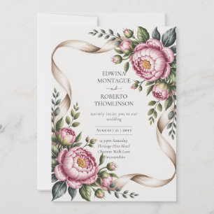 Heritage Blush Pfingstrose & Band Botanische Hochz Einladung