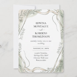 Heritage Botanical Ribbon and Vine Wedding Einladung
