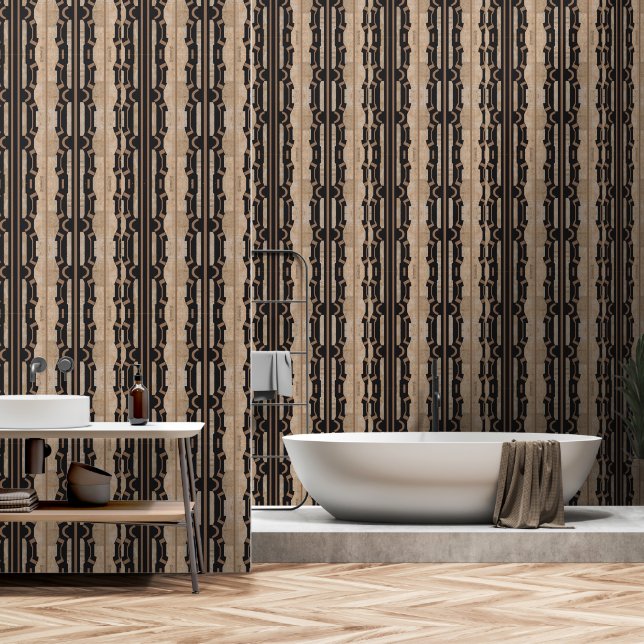 Heritage Chain Stripe (Black + Sand) Luxury Tapete (Badezimmer)