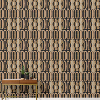 Heritage Chain Stripe Nr. 3 (Schwarz + Sand) Luxus Tapete