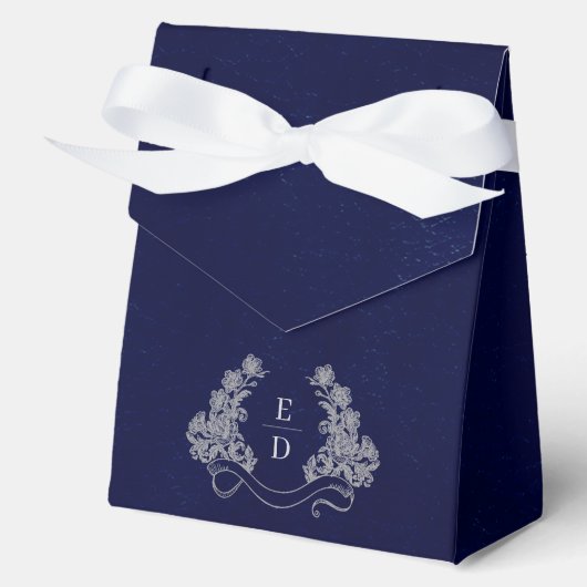 Heritage Crest Monogram Navy Heritage Wedding Geschenkschachtel (Vorderseite)