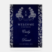 Heritage Crest Monogram Wedding Welcome Acrylschild (Vorderseite)