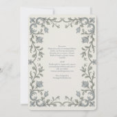 Heritage | Edwardian Blue Flora Scroll Wedding Einladung (Rückseite)