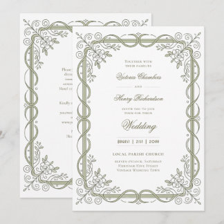 Heritage | Edwardian Sage Ribbon Scroll Einladung