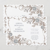 Heritage Elegant Victorian Botanical Wedding Einladung (Vorne/Hinten)