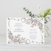Heritage Elegant Victorian Botanical Wedding Einladung (Stehend Vorderseite)
