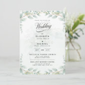 Heritage Eucalyptus Leaves Botanical RSVP Wedding Einladung (Stehend Vorderseite)