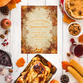 Heritage Floral Elegant Damask Thanksgiving Einladung