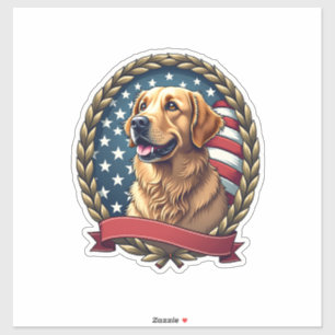 Heritage Golden Retriever Patriotisches Vintage T- Aufkleber