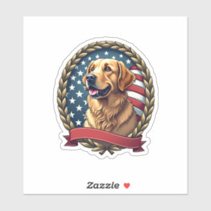 Heritage Golden Retriever Patriotisches Vintage T- Aufkleber