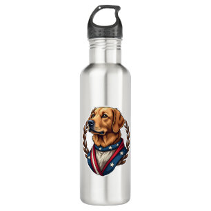Heritage Golden Retriever Patriotisches Vintage-T- Edelstahlflasche