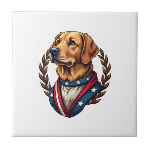 Heritage Golden Retriever Patriotisches Vintage T- Fliese