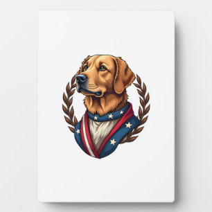 Heritage Golden Retriever Patriotisches Vintage-T- Fotoplatte