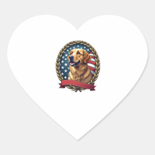 Heritage Golden Retriever Patriotisches Vintage T- Herz-Aufkleber