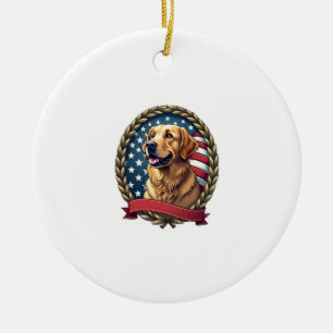Heritage Golden Retriever Patriotisches Vintage T- Keramik Ornament