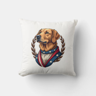 Heritage Golden Retriever Patriotisches Vintage T- Kissen