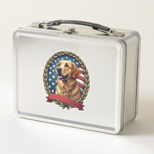 Heritage Golden Retriever Patriotisches Vintage T- Metall Brotdose