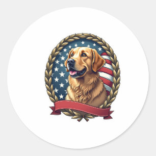 Heritage Golden Retriever Patriotisches Vintage T- Runder Aufkleber
