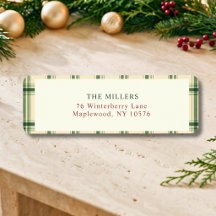 Heritage Green Karo-Weihnachts-Rücksendeadresse