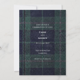 Heritage Highland Tartan Navy und Grün Einladung