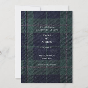 Heritage Highland Tartan Navy und Grün Einladung