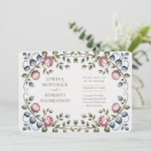 Heritage Horizontal Victorian Rose Wedding Einladung (Stehend Vorderseite)