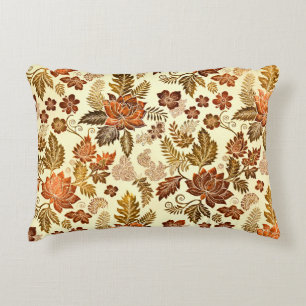 Heritage Kupfer Warm Gold Blumen Design Dekokissen