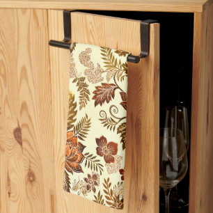Heritage Kupfer Warm Gold Blumen Design Geschirrtuch