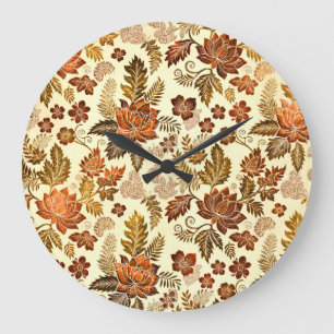 Heritage Kupfer Warm Gold Blumen Design Große Wanduhr