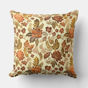 Heritage Kupfer Warmgoldenes Blumendesign Kissen