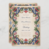 Heritage | Medieval Renaissance Gold Jewel Wedding Einladung (Vorne/Hinten)