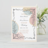 Heritage | Mid-Century Pastel Botanical Wedding Einladung (Stehend Vorderseite)