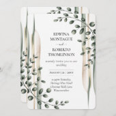 Heritage Modern Botanical Greenery Wedding Einladung (Vorne/Hinten)