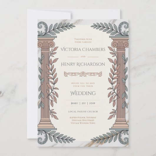 Heritage | Neoclassical Greco-Roman Wedding Einladung (Vorderseite)