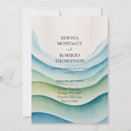 Heritage Ocean Wave Watercolor Coastal Wedding Einladung