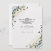 Heritage Olive Ribbon Minimalist Wedding Einladung (Rückseite)
