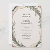 Heritage Olive Wreath Botanical Wedding Einladung (Vorderseite)