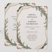 Heritage Olivenkranz Botanische Hochzeit Einladung (Vorne/Hinten)