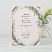 Heritage Olivenkranz Botanische Hochzeit Einladung (Stehend Vorderseite)