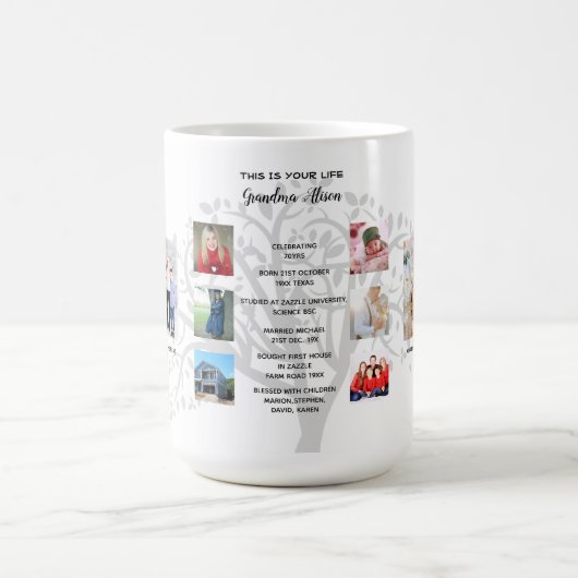 Heritage Oma FOTO COLLAGE Kaffeetasse (Mittel)