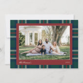 Heritage Preppy Plaid Christmas Photo Feiertagskarte (Vorderseite)