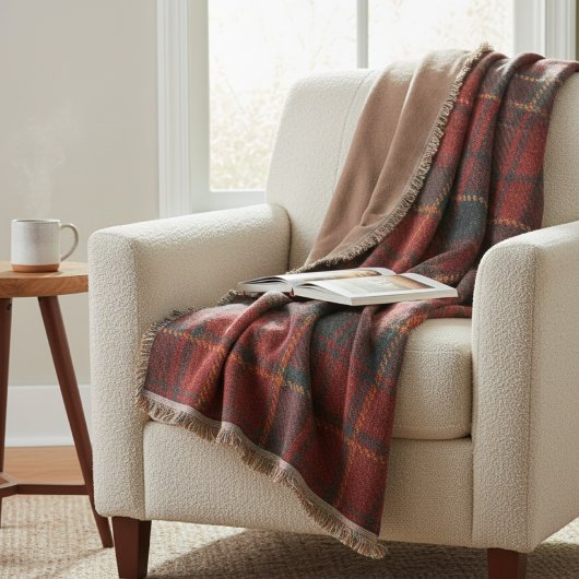 Heritage Red Karo - Warme, Gewebte Tradition Decke